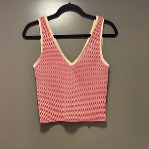 Zara Pink and Cream Textured Tank Top